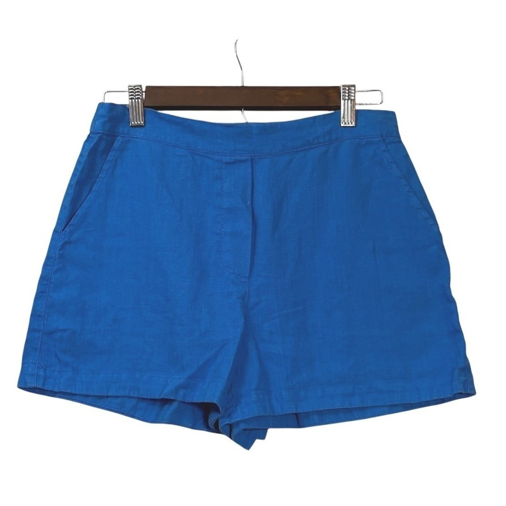 Frank & Eileen Womens Mae Linen Shorts XS Blue Pull On Casual Travel Coastal - Picture 2 of 7